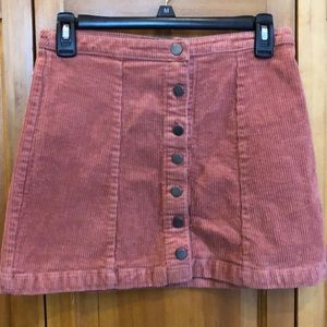 Terra-cotta Rose Corduroy Button Up Skirt Size M
